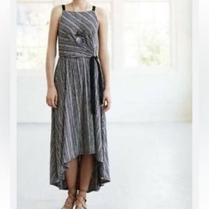 Anthropologie Maeve Black & Cream Striped Tank Midi Dress Size M